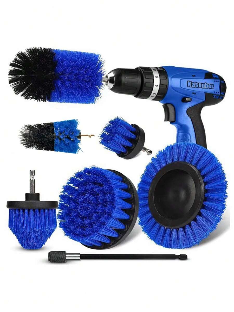 7pcs Car Cleaning Brush Set, Electric Drill Brush, Home Cleaning Brush, Tire Brush, Kitchen Cleaning Brush