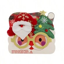 9 件随机款式圣诞装饰眼镜玩具，圣诞老人雪人鹿角创意眼镜，礼物 - 彩色 - 查看 8