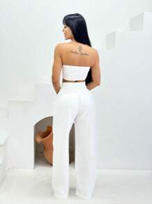 DIVINA GATA CONJUNTO ALFAITARIA CROPPED E CALÇA 9755 - Branco - Visão 2