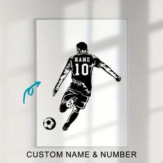 1 pieza Póster de lienzo personalizado de fútbol, arte de pared de lienzo de fútbol personalizado, decoración de pared de jersey con nombre y número de jugador personalizado, regalo pensativo para entusiastas y fanáticos del fútbol, regalo ideal para dormitorio personalizado, sala de estar, estudio, gimnasio y otras decoraciones de pared ornamentales Exquisito, moderno, contratado personalizado, personalizado, único Regalos ideales para él, ella, novio, novia, papá, mamá, familia, amigos para aniversarios, para el Día de San Valentín, para el Día de la Madre, para cumpleaños, para el Día del Niño, para el Día del Padre, para graduación, para bodas, para inauguración del hogar Comedor, sala de estar, dormitorio, oficina, salón de té, hogar, Día de San Valentín, decoración del Día de San Valentín, Vida lenta de verano, artesanías personalizadas, otoño elegante