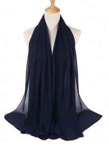 1box Ladies' Solid Color Chiffon Hijab Gift Set For Muslim Weddings (3pcs Hijabs + 2pcs Hijab Pins) - View 9