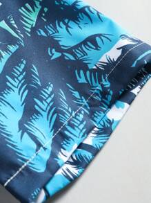 Men Tropical Print Shirt & Shorts - Blue - View 4