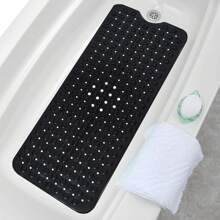1pc Bath Mat - Lux Decor Non-Slip Durable PVC Tub Mat With Suction Cups And Drainage Holes - 40x16 Inches- For Shower And Bathtub Comfort, Roll-Up Storage, Home Decor, Back To School, Graduation Gifts-, Spring Cleaning Upgrade, Valentine's Day Spa Feel, Safety First, Quick Dry Surface, Mold Resistant, Easy Clean, Comfortable Standing, Shower Essential, Bathtub Safety, Bathroom Upgrade, Daily Use Mat, Home Basic, Family Use, Everyday Living - 黑色 - 查看 9