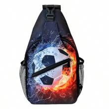 Bolsa de hombro ligera estilo bandolera con diseño de fútbol de caricatura, mochila deportiva, día de mochilero para niños, adolescentes, niños y niñas