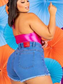 Plus Size Shorts - Màu xanh lam - Xem 3