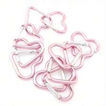 5pcs Heart-Shaped Spring Hook, Aluminum Alloy Carabiners For Men And Women, Use For Outdoor Climbing, Backpack And Daily Wear Valentine's Day Valentines Gift Souvenir Car Accessories Bag Charm School Letter Cute Goth Y2k - Pink - View 2