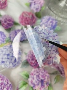 1 Pack Of 20 Sheets Large-Sized Petal Printing Ink Embroidery Ball Flower Decoration Journal Material Stickers Back To School - Multicolor - View 5