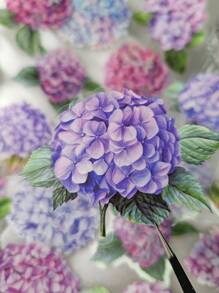 1 Pack Of 20 Sheets Large-Sized Petal Printing Ink Embroidery Ball Flower Decoration Journal Material Stickers Back To School - Multicolor - View 6