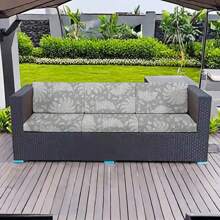 1入組印花花園彈性沙發坐墊套，戶外家具更換坐墊套，沙發座套，柔軟的椅墊套，門廊和花園家具保護套 - 灰色 - 查看 3