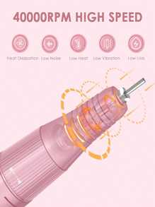 COSYGLOW Portable Nail Drill Electric File, 40000RPM Portable Nail File Machine,Cordless Nail Drill Machine With Bits & Base For Acrylic Nails Remove Nail Gel Polish Manicure For Salon Home(Rose Gold Pink) - Hoa Hồng Vàng Hồng - Xem 4