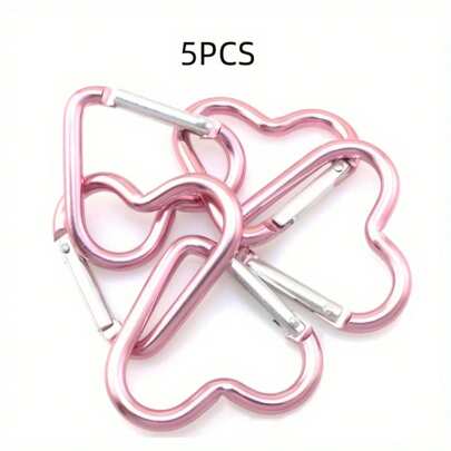 5 pièces Mousquetons en forme de cœur, en alliage d'aluminium pour hommes et femmes, à utiliser pour l'escalade en extérieur, les sacs à dos et le port quotidien. Cadeau de la Saint-Valentin, souvenir, accessoire de voiture, charm de sac, accessoire scolaire, mignon, gothique, Y2K