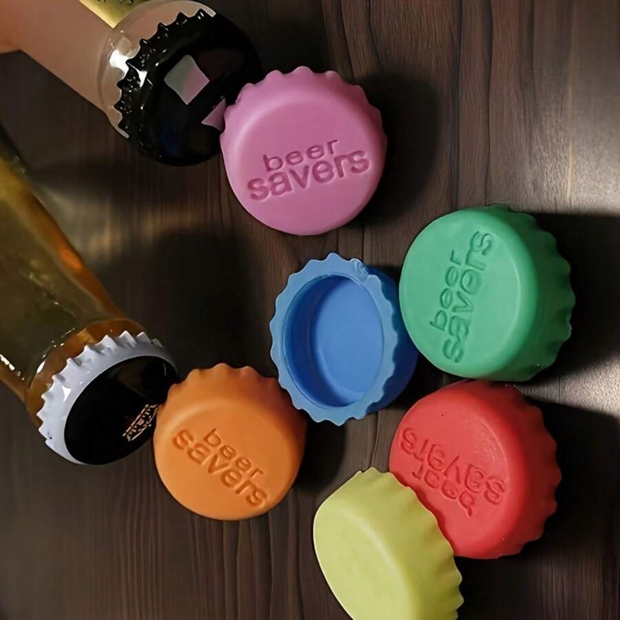 6/12pcs Assorted Colors Silicone Beer Savers, Reusable Bottle Caps For Beverage Storage, Durable Drink Sealers For Home And Outdoor Use - Multiple Specifications - View 1