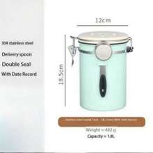 304 Stainless Steel Sealed Canister With Spoon And Air Vent, For Coffee Bean Storage, Tea Leaves, Milk Powder - Multicolor - View 10