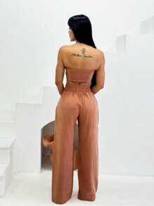 Women Two-Piece Outfits - Mocha Brown - View 2