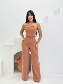 Women Two-Piece Outfits - Mocha Brown - View 3