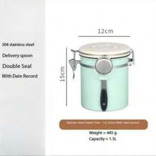 304 Stainless Steel Sealed Canister With Spoon And Air Vent, For Coffee Bean Storage, Tea Leaves, Milk Powder - Multicolor - View 13