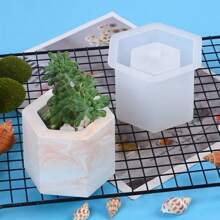 多肉植物花盆硅胶模具水泥滴胶石膏烛台装饰收纳盒 - 白色 - 查看 17