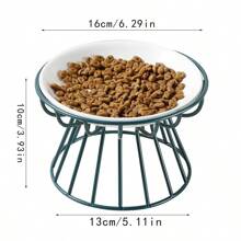 shuo ni mao yi 寵物陶瓷碗北歐貓碗高足陶瓷貓食碗小吃可預防頸椎病和翻轉貓食碗餵食托盤 - 彩色 - 查看 2