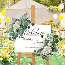 Bộ 2 vòng hoa cưới, Swags hoa nhân tạo cho vòm đám cưới Dấu hiệu chào mừng trang trí hoa trang trí, Swags hoa nhân tạo cho phông nền lễ tân cắm hoa - Rượu sâm banh - Xem 2