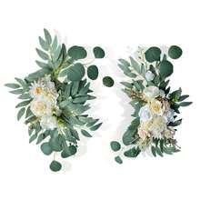 Bộ 2 vòng hoa cưới, Swags hoa nhân tạo cho vòm đám cưới Dấu hiệu chào mừng trang trí hoa trang trí, Swags hoa nhân tạo cho phông nền lễ tân cắm hoa - Rượu sâm banh - Xem 1