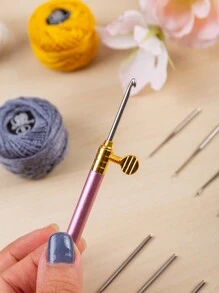 Ganchos de ganchillo de encaje (0.5-2.75mm, 10 ganchos reemplazables), rosa/negro/azul - Multicolor - Ver 1