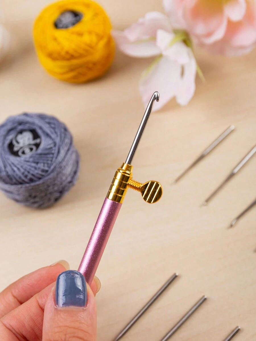 Ganchos de ganchillo de encaje (0.5-2.75mm, 10 ganchos reemplazables), rosa/negro/azul - Multicolor - Ver 1
