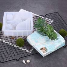 多肉植物花盆硅胶模具水泥滴胶石膏烛台装饰收纳盒 - 白色 - 查看 6