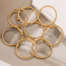 5 pezzi Ball Ad Anello In Acciaio Inossidabile A Croce Aperta Con Sfere Piccole Placcato Oro Stile Retrò Europa E Stati Uniti Anello Dito A Doppia Sfera Regolabile Di Dimensioni Adatto Per Gioielli