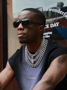 4 cái/bộ Hip Hop Hình Kim Cương 3:1 Chuỗi Kim Cương Giả Đầy Đủ Với Mặt Dây Chuyền Chữ Thập, Thích Hợp Cho Nam Giới Đeo Hàng Ngày - Nhiều màu - Xem 8