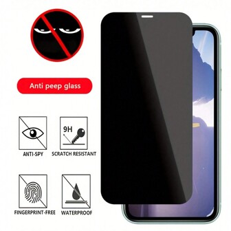 1pc 9H Hardness Privacy Screen Protector Compatible With Iphone X, XS, XR, 11, 12, 13, 14,15, 16 PRO MAX - Full Cover Anti-Peeping Tempered Glass Film