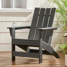 1PC 37" High Outdoor And Garden, Solid Back, High Density PE Adirondack Chair, Black, All- Weather, Impact-Resistant And Water-Resistant