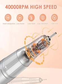 COSYGLOW Portable Nail Drill Electric File, 40000RPM Portable Nail File Machine,Cordless Nail Drill Machine With Bits & Base For Acrylic Nails Remove Nail Gel Polish Manicure For Salon Home(Silver)