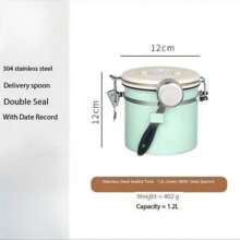 304 Stainless Steel Sealed Canister With Spoon And Air Vent, For Coffee Bean Storage, Tea Leaves, Milk Powder - Multicolor - View 11