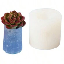 多肉植物花盆硅胶模具水泥滴胶石膏烛台装饰收纳盒 - 白色 - 查看 9