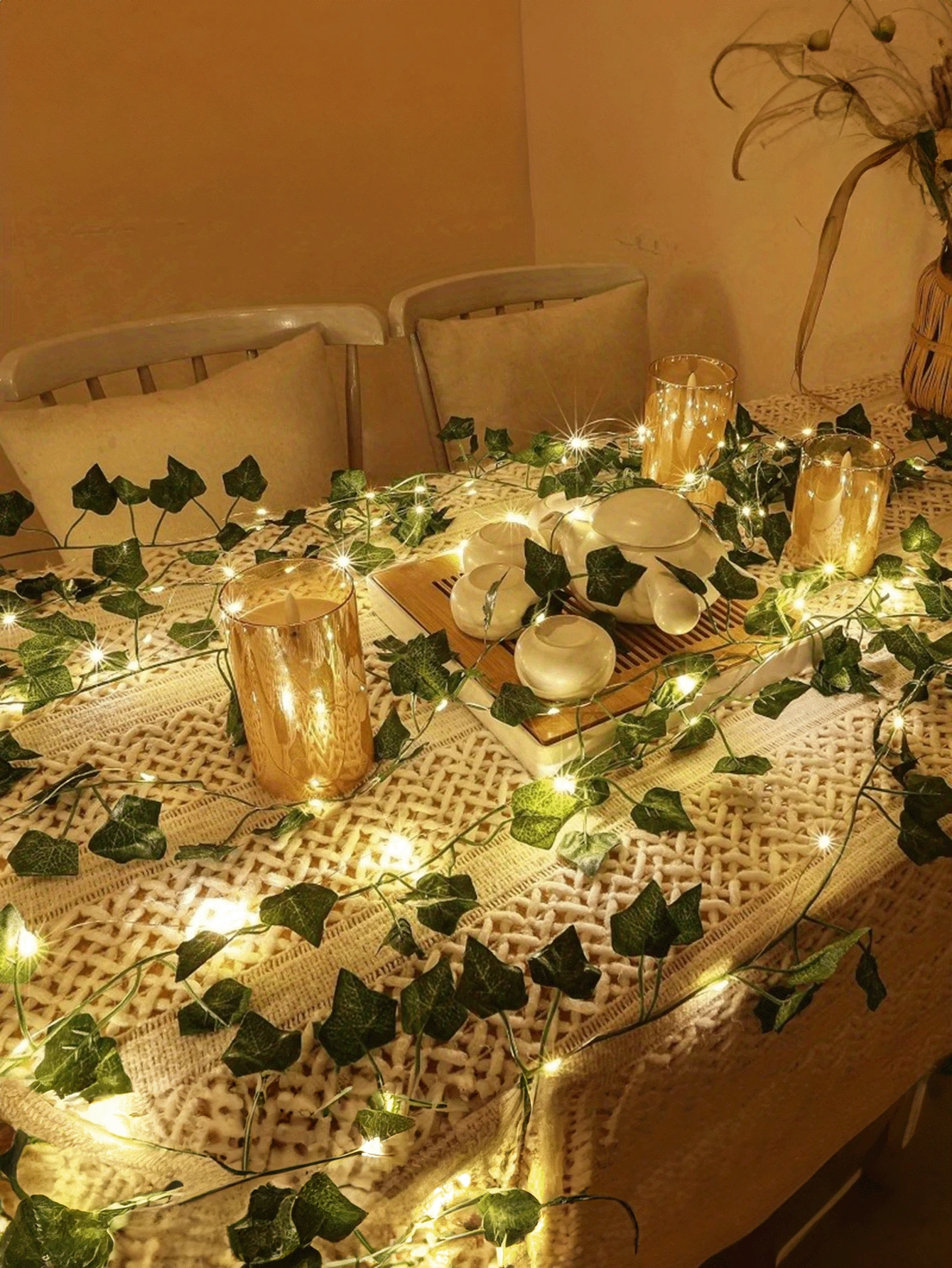 1pc, (Battery Not Included)6.56 Ft Green Ivy Leaves Fairy String Lights ...