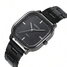1 pieza Reloj de cuarzo de negocios simple y elegante con correa de acero para hombres, reloj de pulsera casual deportivo con esfera cuadrada, ideal para uso diario y como regalo para estudiantes que regresan a la escuela