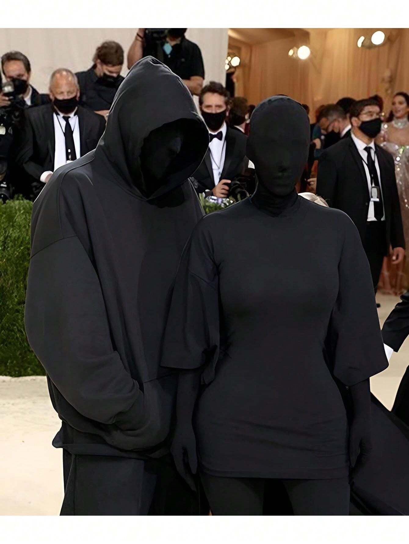 Máscara completa negra para Halloween, disfraz de tela para adultos sin