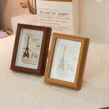 1pc Rustic Wooden Picture Frame, High Definition Glass For Tabletop And Wall Display, Universal Home Decoration Suitable For Any Occasion - Mocha Brown - View 3