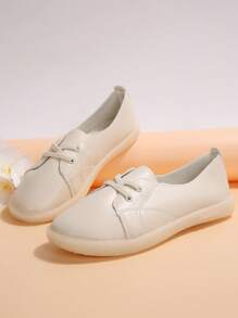 Pantofi de damă din piele moale, cu vamp joasă, albi, pantofi slip-on pentru vară, cu talpă de cauciuc