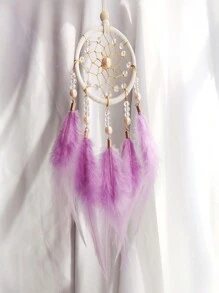 1 pieza 23 * 7cm Atrapasueños colgante para coche con pluma + colgante para coche con pluma con cuentas de cristal + anillo de hierro + hilo de cera coreano + para utilizar dentro del coche, sala de estar, estudio, porche, balcón, jardín al aire libre - Multicolor - Ver 17