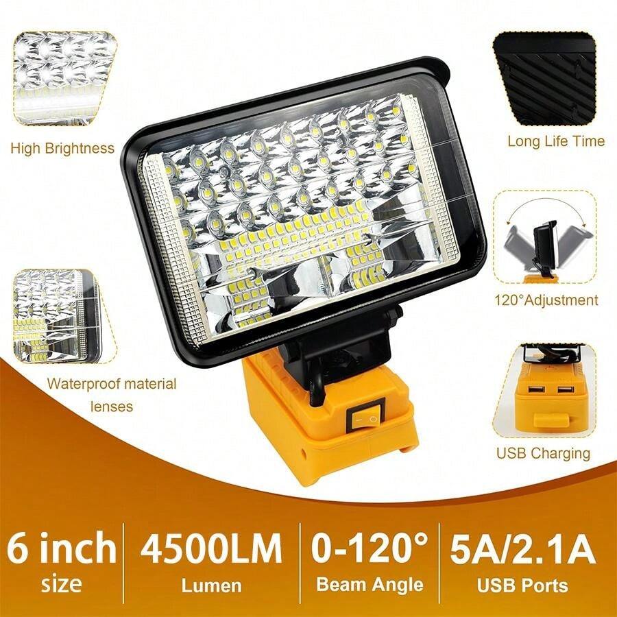 1 Luce da lavoro a led senza fili per la batteria DeWALT, Luce a led ...