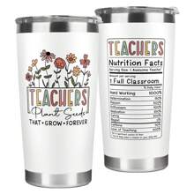 ของขวัญขอบคุณครู - ของขวัญครูสตรี - ของขวัญขอบคุณสำหรับครู - ของขวัญสำหรับครู - ของขวัญวันเกิดของครู - ของขวัญสำหรับครูกลับไปโรงเรียน - ของขวัญเกษียณอายุของครู - ชุดแก้วน้ำ 20 ออนซ์พร้อมหลอดและแปรงทำความสะอาด - สีขาว - ดู 1