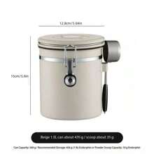 304 Stainless Steel Sealed Canister With Spoon And Air Vent, For Coffee Bean Storage, Tea Leaves, Milk Powder - Multicolor - View 6