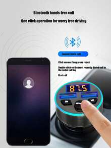 1入組新款汽車MP3播放器FM無線接收器，帶充電功能，快速充電3.0汽車充電器 - 黑色 - 查看 3