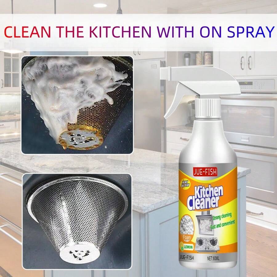 Kitchen Foam Cleaner, Household Grease Cleaner For Kitchen Range Hood Heavy Grease, 60ml (Random Version For New And Old) - White - View 1