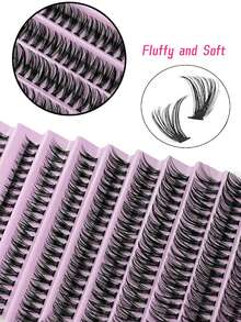 200 Pcs Lash Clusters 8-16MM D Curl DIY Individual Lashes Fluffy Wispy Eyelash Extensions Reusable Natural Look At Home Lash Kit - C - View 4