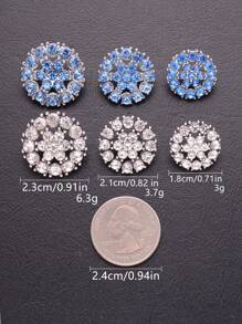 5入組空心花形鑲嵌鑽石金屬紐扣，適用於女式外套、毛衣、襯衫、帽子和鞋子的多功能裝飾 - 白色 - 查看 18