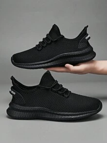 男士輕量柔軟底部運動鞋，2024新款夏季網眼透氣，耐磨步行健身跑步鞋