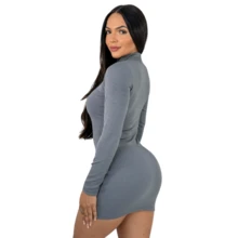 Vestido Vic Tubinho Canelado Cacharrel Manga Longa Gola Alta