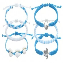 3 Stücke/Set "Surf String" Wellen Schnur Armbänder für Frauen, Mädchen und Teens - Freundschafts-Boho-Armbänder aus wasserdichtem, verstellbarem geflochtenem Garn. Ideal für Strandurlaub und als BFF-Geschenk.
